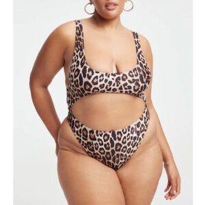 Good American Always Fits Cutout Monokini Swimsuit - Size 3XL/6 - Leopard - NWOT